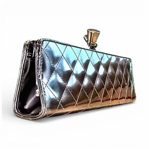 Sondra Roberts Women’s Quilted Metallic Clutch w/ Removable Chain Strap